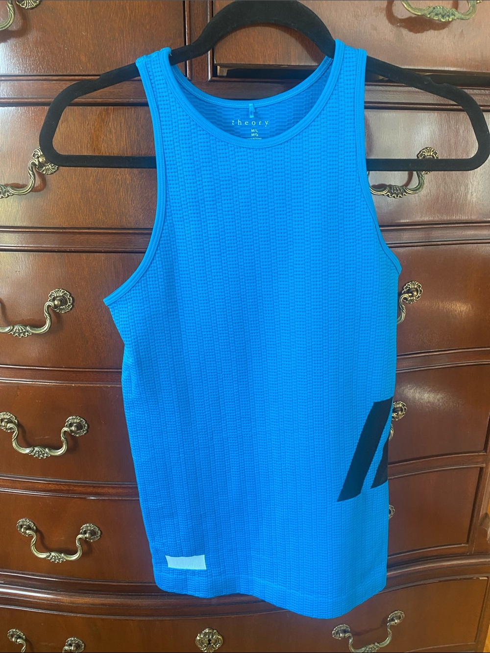 Theory Electric Blue Sleeveless Knit Tank with Black Accent